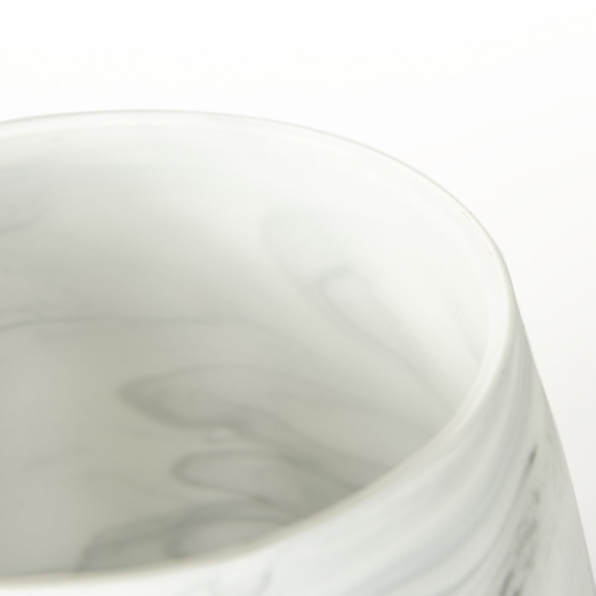 Volta I Short Gray Cream Glass Abstract Pattern Vase, by Mercana, 6.8" length x 6.8" width x 8.1" height View 6