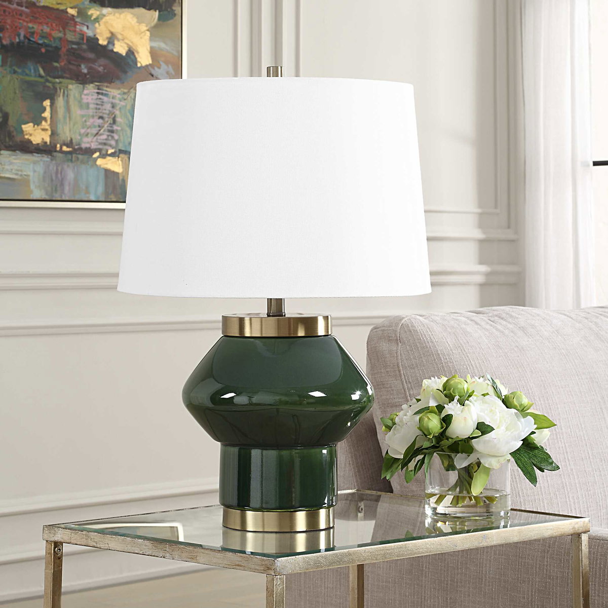Tayson Jade Green Table Lamp, by Uttermost, 1'5" width x 2'8" height x 1'5" depth View 4