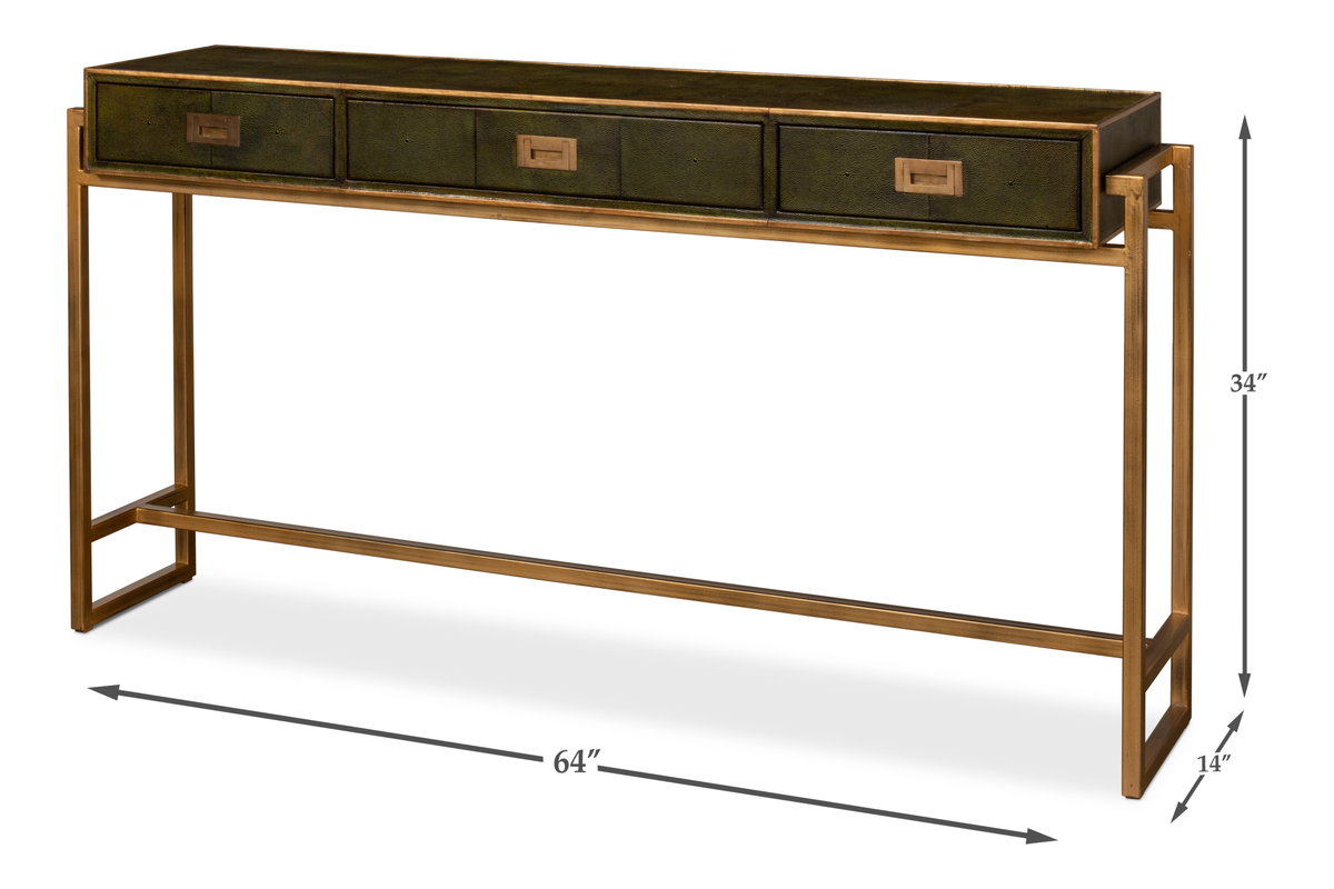 Shagreen Console Table  Leaf, by Sarreid, 1'2" length x 5'4" width x 2'10" height View 13