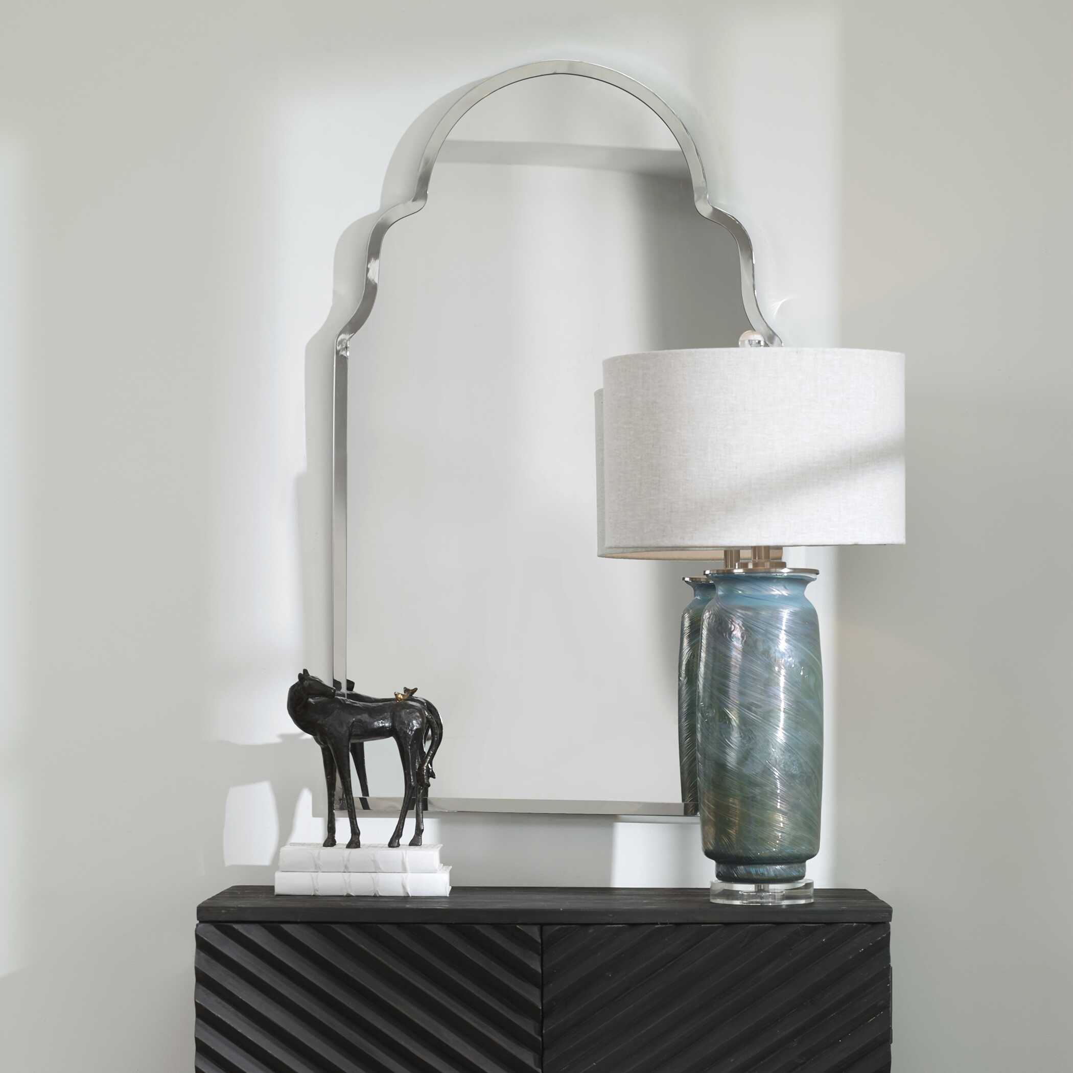 Brayden Nickel Arch Mirror, by Uttermost, 25.5" width x 42.6" height x 1" depth View 7