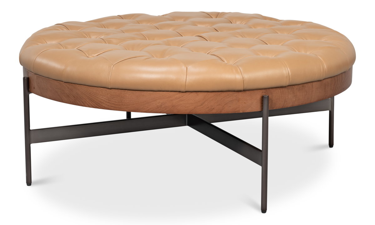 Corbet Cocktail Ottoman  Caramel Brown, by Sarreid, 3'3" length x 3'3" width x 1'4" height View 8