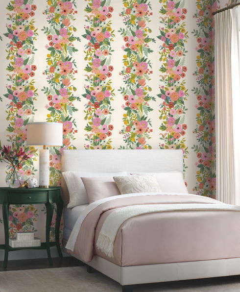 Garden Party Trellis White & Dark Pink Wallpaper