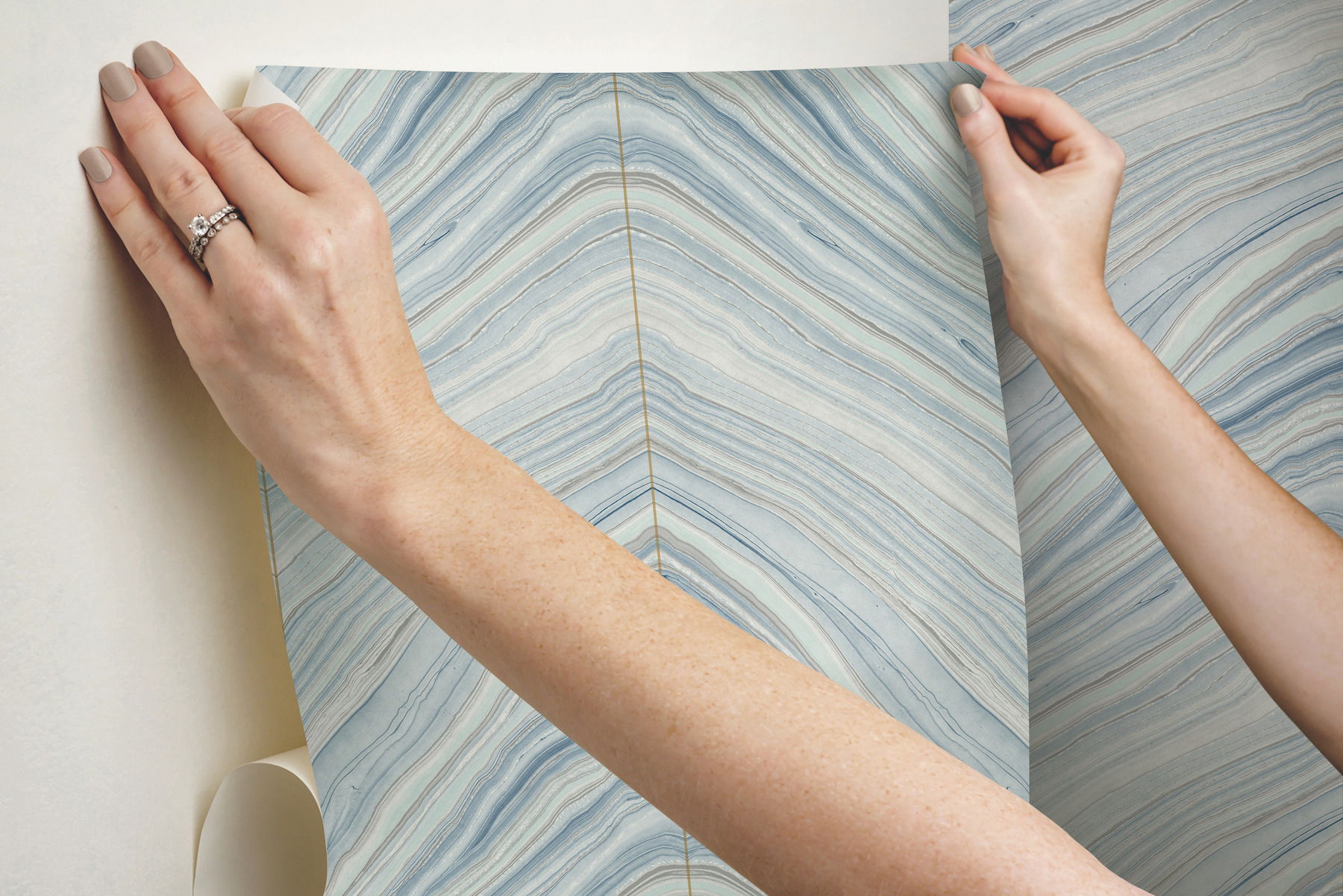 Onyx Strata Mist Blue Peel & Stick Wallpaper large image 