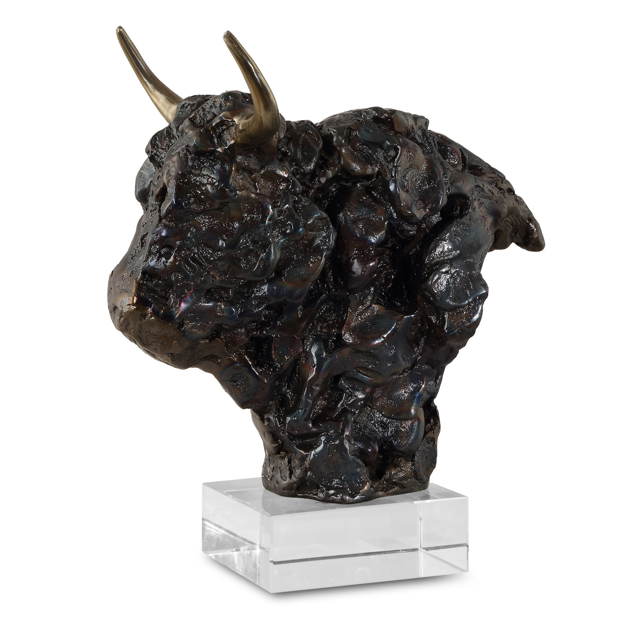 Bison Bust Bronze Sculpture large image 