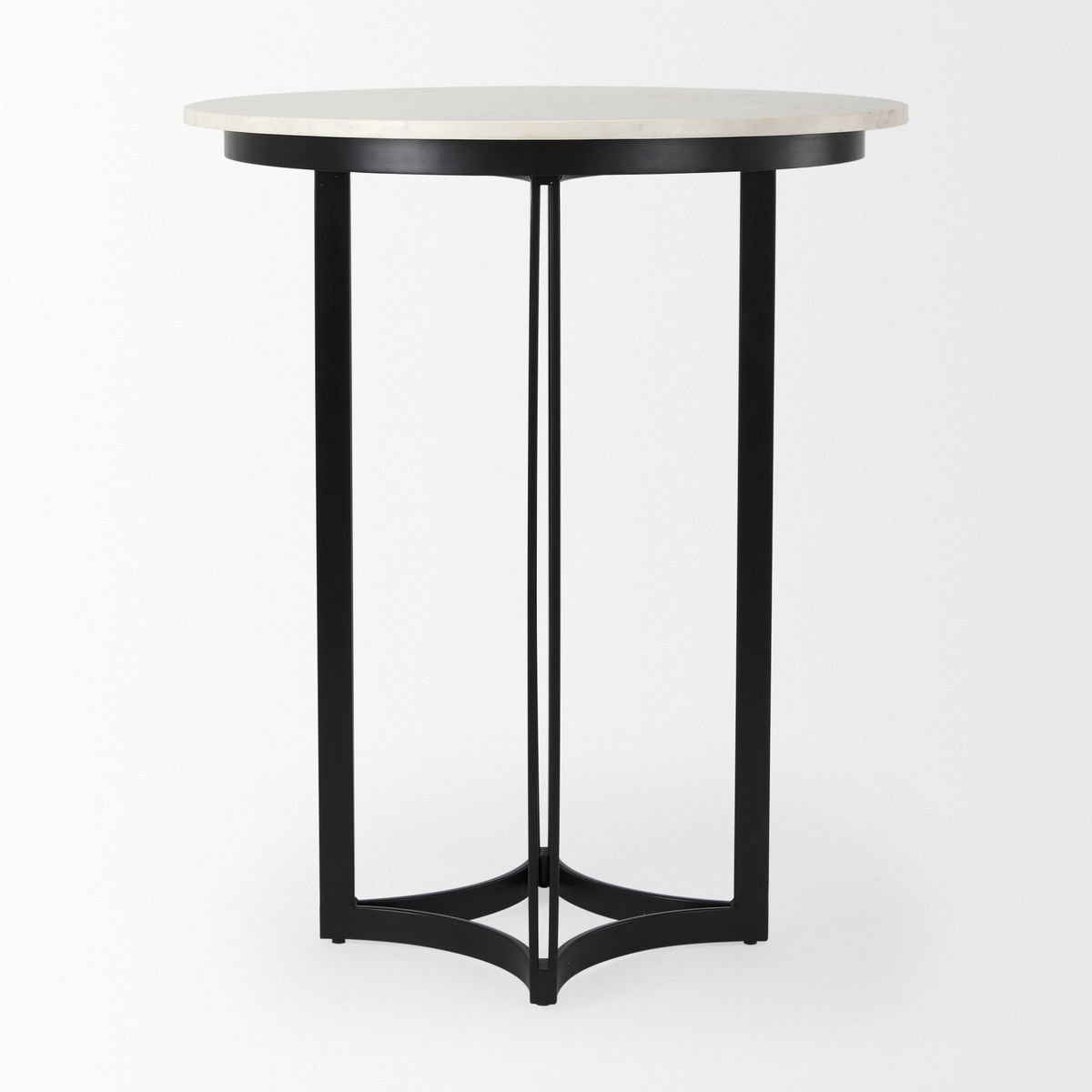 Tanner 32'L x 32'W Pedestal Dining Table | White Marble & Black Metal | Seats 2, by Mercana, 32" length x 32" width x 36" height View 4