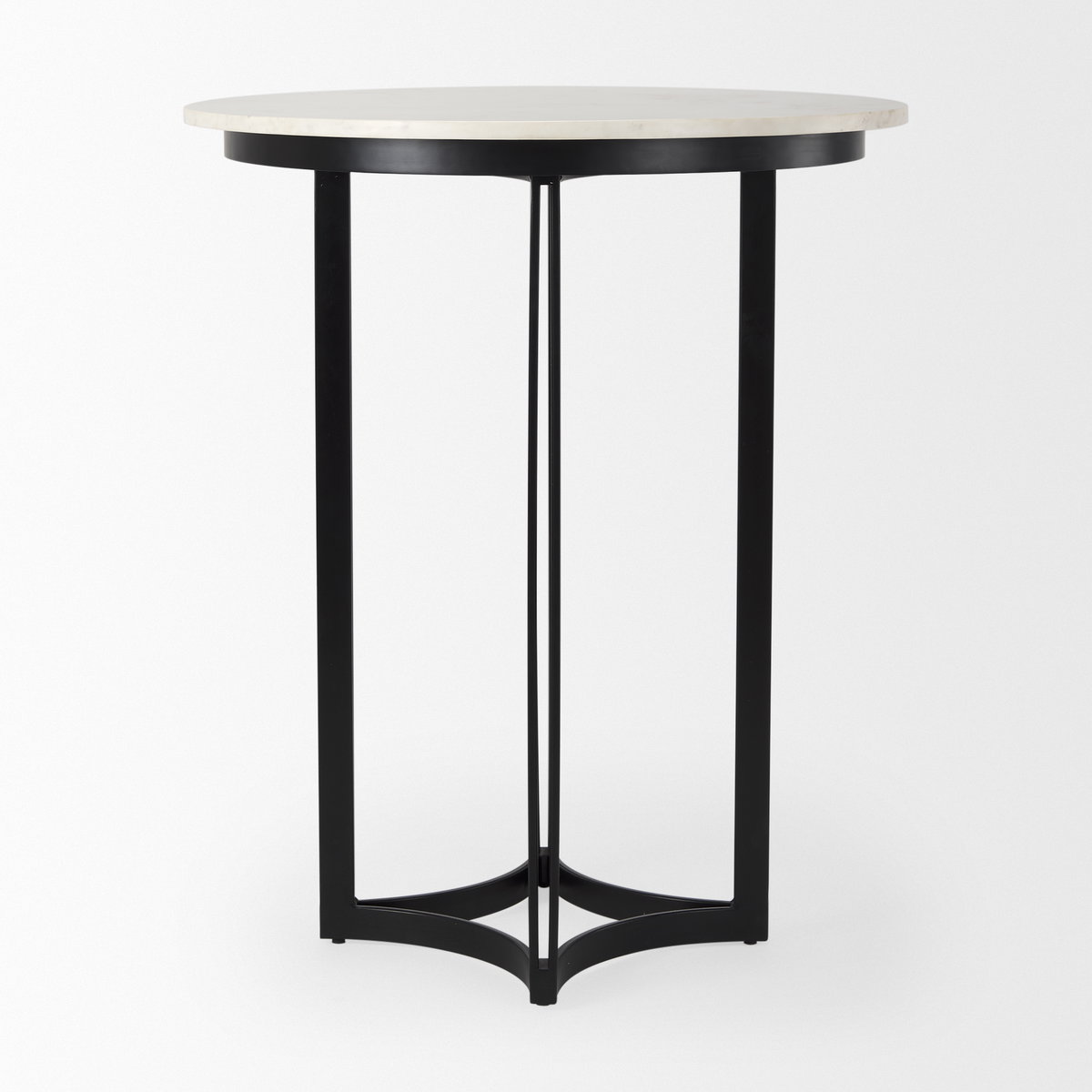 Tanner 32'L x 32'W Pedestal Dining Table | White Marble & Black Metal | Seats 2, by Mercana, 32" length x 32" width x 36" height View 4