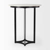 Tanner 32'L x 32'W Pedestal Dining Table | White Marble & Black Metal | Seats 2, by Mercana, 32" length x 32" width x 36" height thumbnail 4