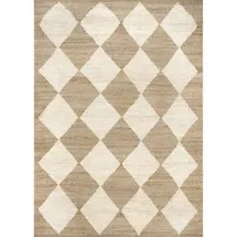 Online Designer Dining Room Arvin Olano x Rugs USA Louie Diamond Checkerboard Jute Natural Area Rug