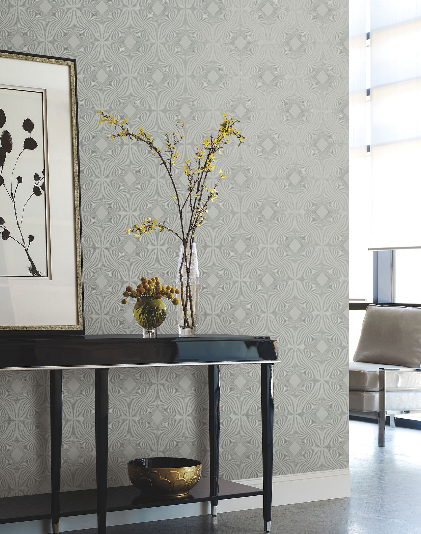 Harlowe Light Grey & Silver Wallpaper large image 