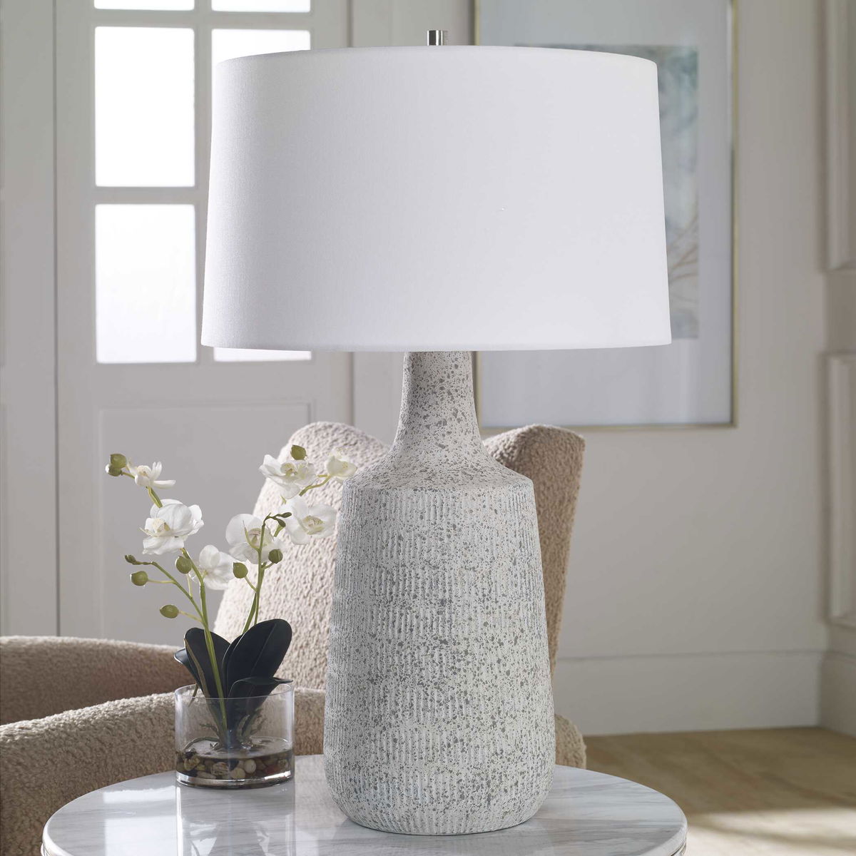 Scouts White Table Lamp, by Uttermost, 17" width x 28.5" height x 17" depth View 4