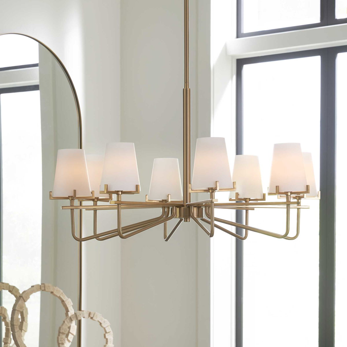Lassen 8 Light Brass Chandelier, by Uttermost, 36" width x 20.25" height x 36" diameter x 36" depth View 2