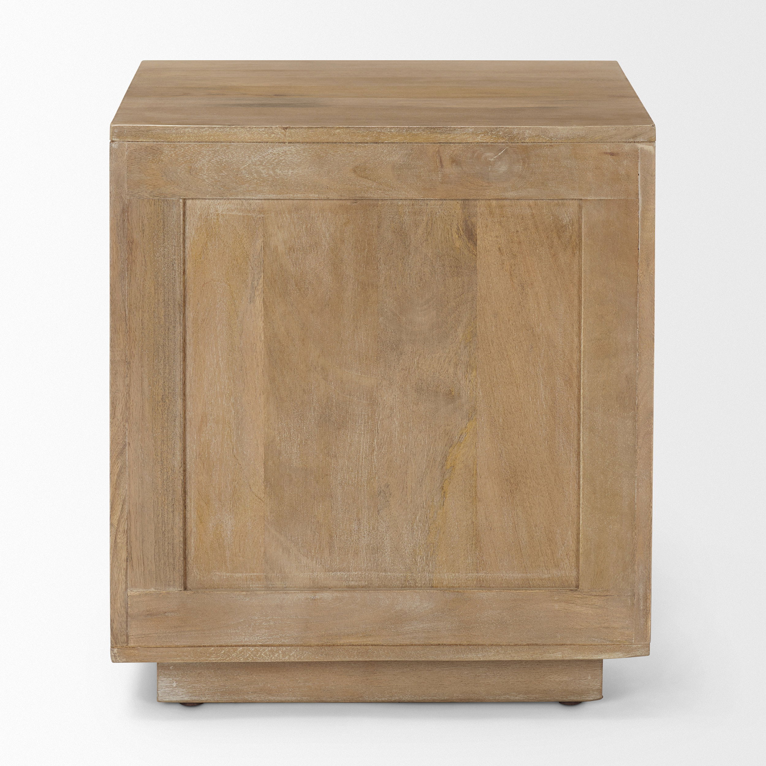 Grier Light Brown Wood with Cane End Table, Side & End Table by Mercana, 19" length x 19" width x 21" height View 5