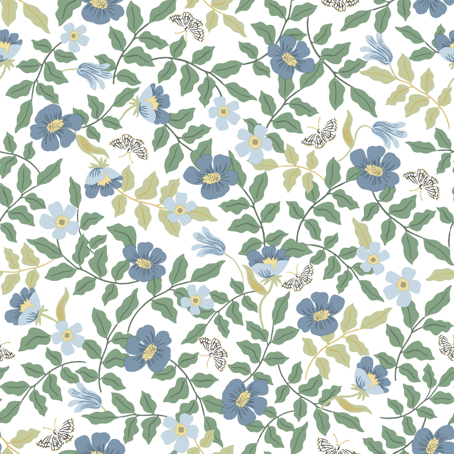Primrose Blue & White Peel & Stick Wallpaper large image 
