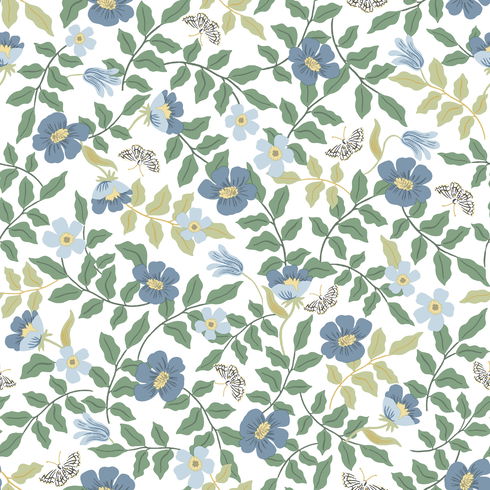 Primrose Blue & White Peel & Stick Wallpaper