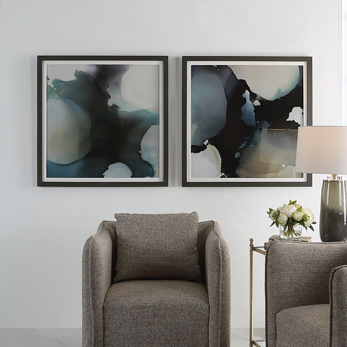 Telescopic Abstract Framed Prints Set/2, Art by Uttermost, 34" width x 34" height x 1.25" depth View 2