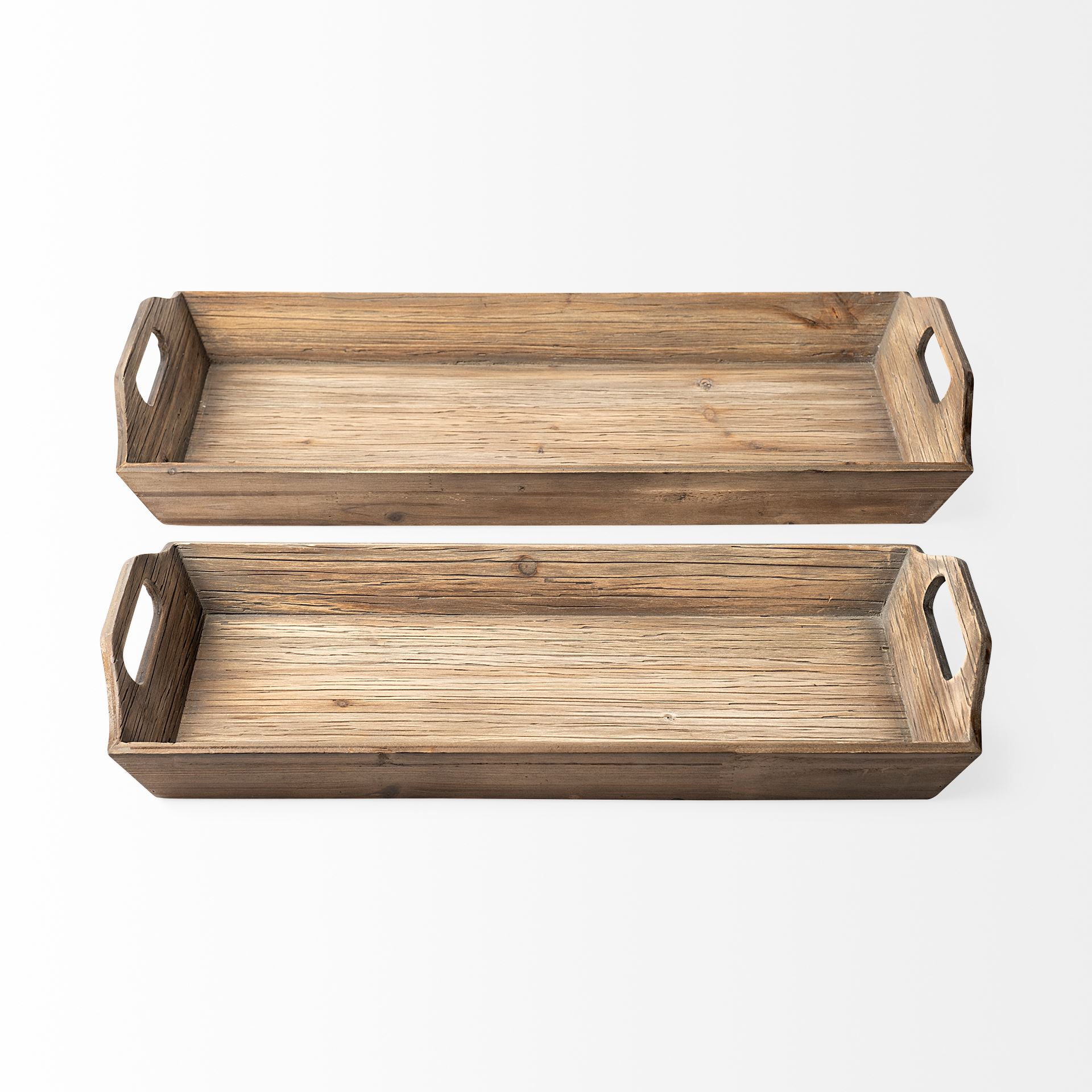 Tawny (Set of 2) Natural Wooden Trays, Decorative Tray by Mercana, 24.8" length x 11.81" width x 3.66" height View 6