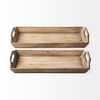 Tawny (Set of 2) Natural Wooden Trays, Decorative Tray by Mercana, 24.8" length x 11.81" width x 3.66" height thumbnail 6