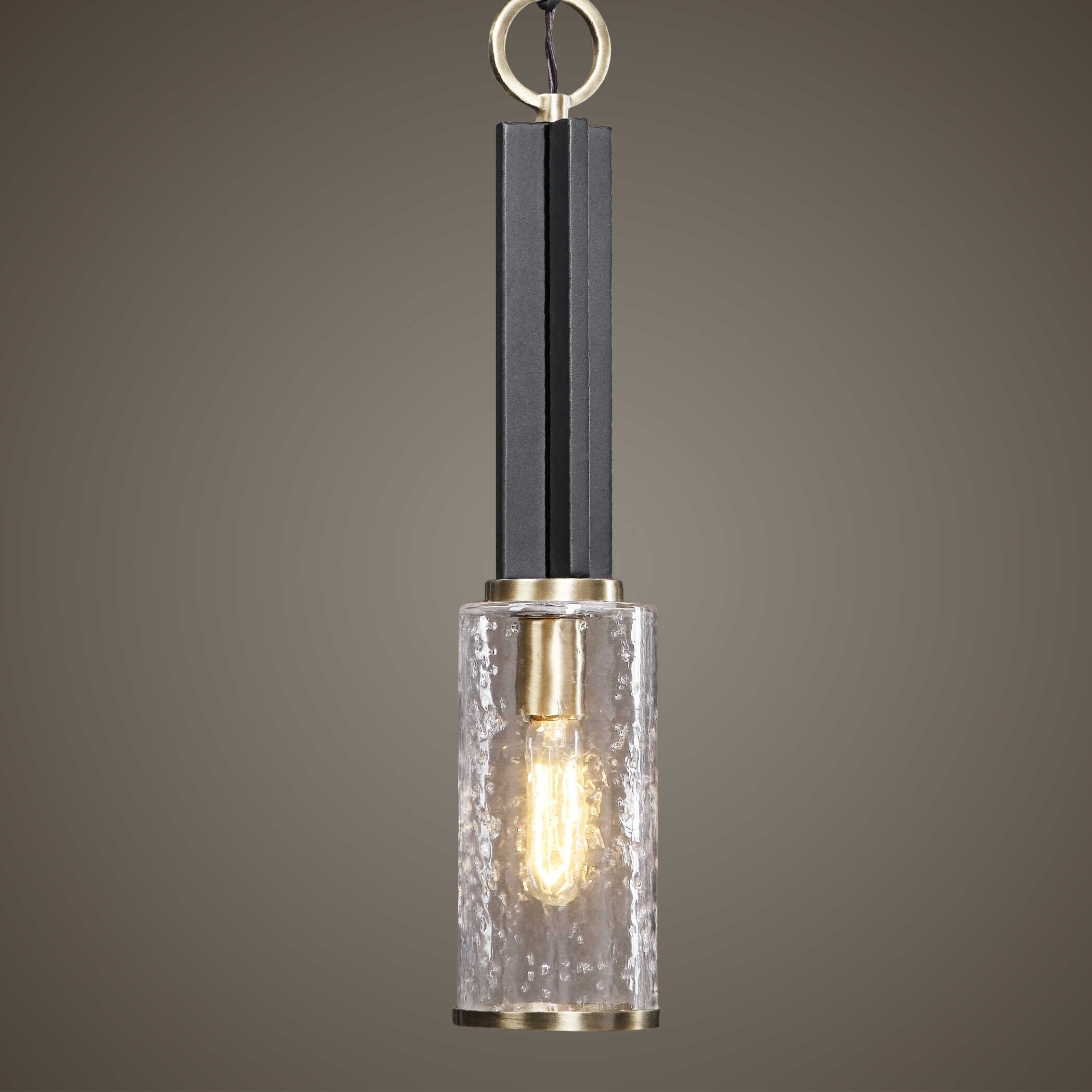 Jarsdel 1 Light Industrial Mini Pendant, Ceiling Light by Uttermost, 4.5" width x 23.25" height x 4.5" diameter View 3