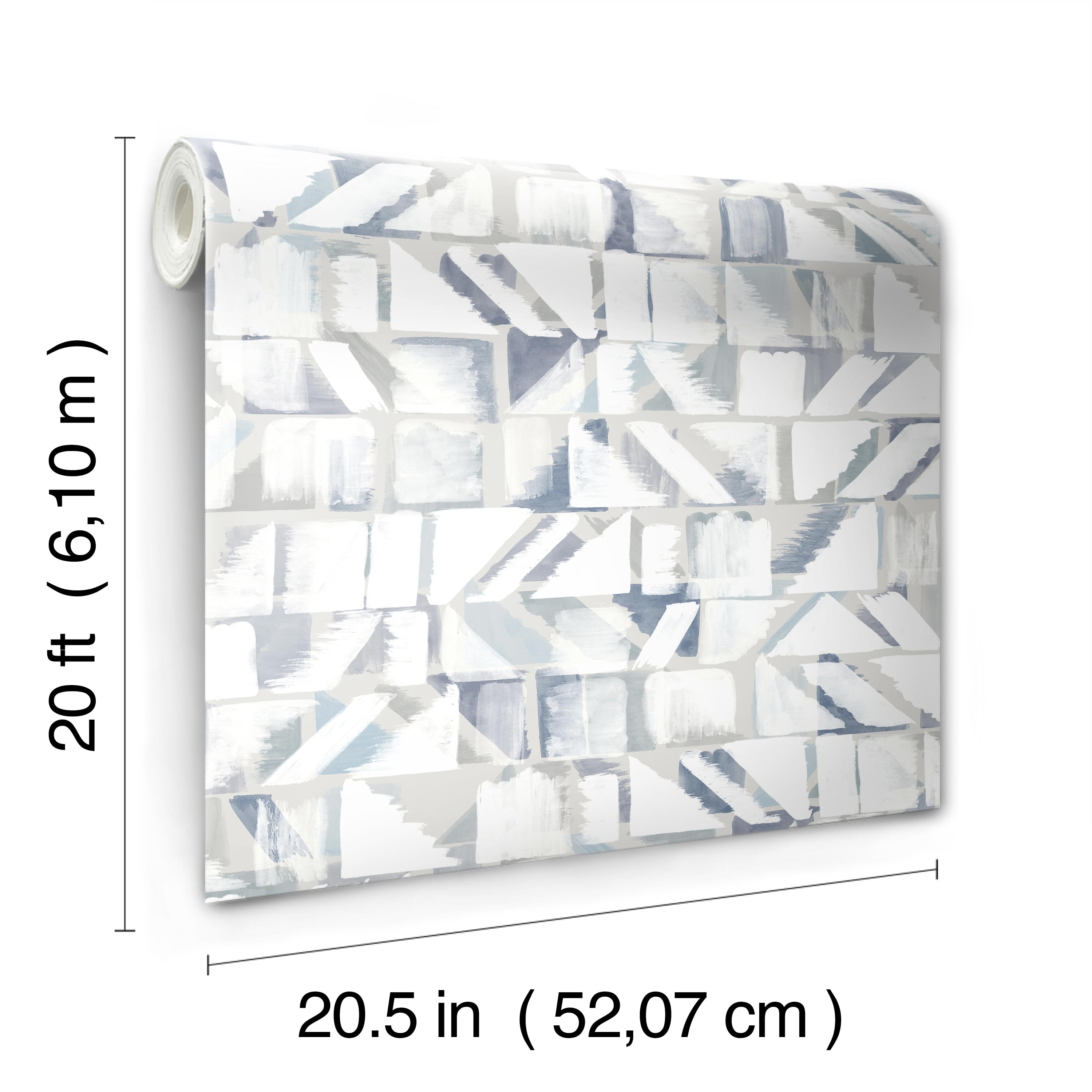 Refraction Blue & Grey Peel & Stick Wallpaper large image 