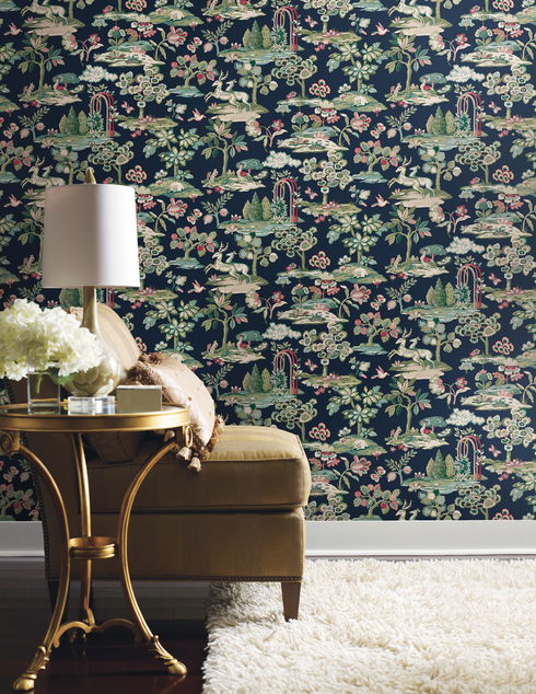 Kingswood Navy & Red Wallpaper