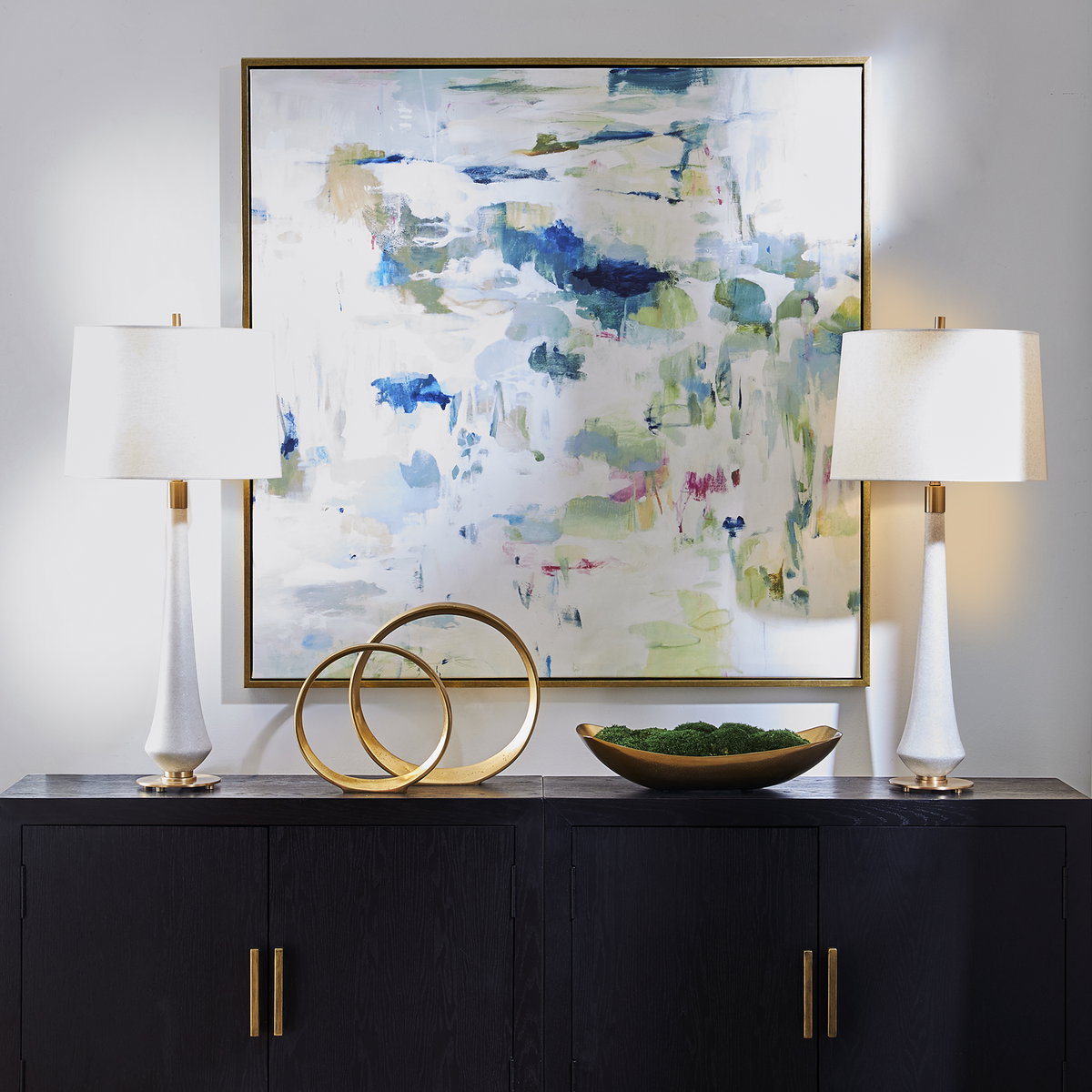 Abstract Reflections Framed Canvas, Art by Uttermost, 49.5" width x 49.5" height x 2" depth View 2
