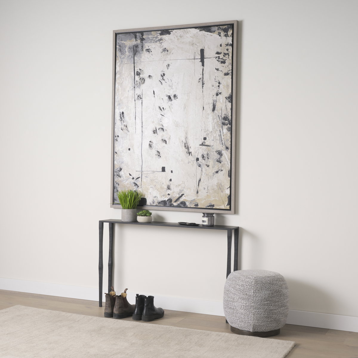 Timothy  48.0 X 8.0 X 30.0 Ebony Black Iron Console Table, by Mercana, 48" length x 8" width x 30" height View 2