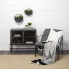Arelius  36L x 18W Black-Brown Wood, Black Metal Base with 2 Glass Doors Accent Cabinet thumbnail 4