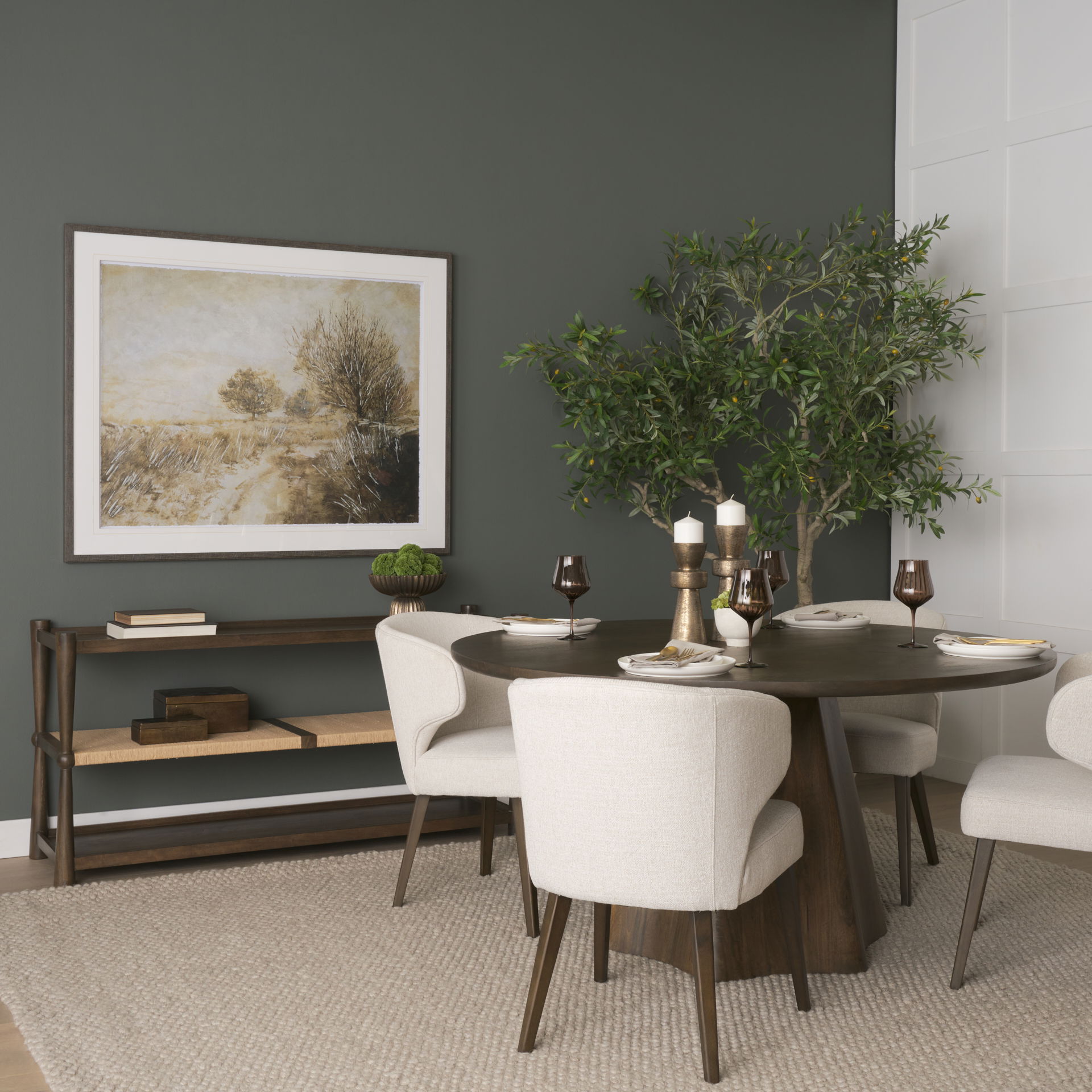 Jovani 60' Solid Dark Brown Mango Wood Round Dining Table, by Mercana, 60" length x 60" width x 30" height View 3