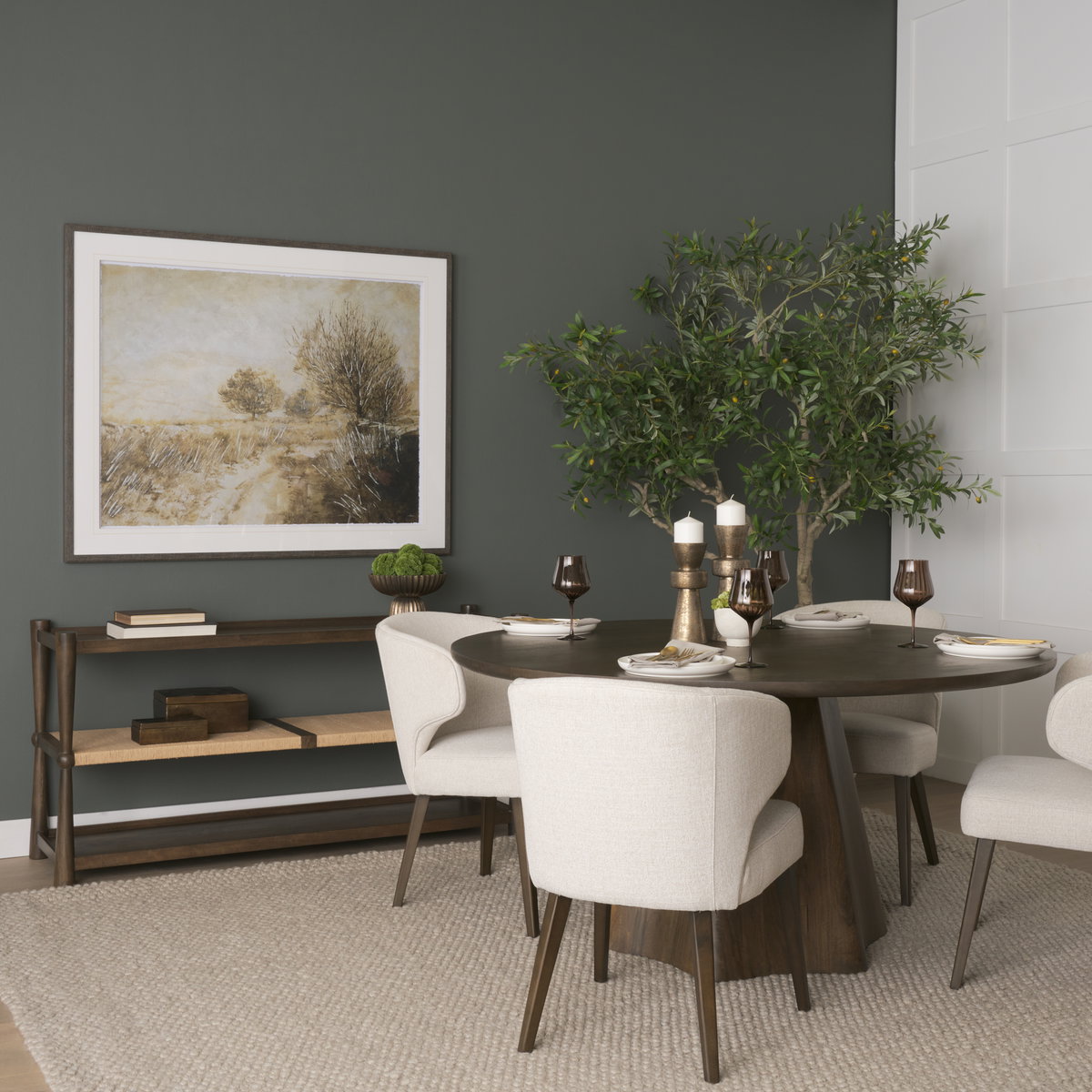 Jovani 60' Solid Dark Brown Mango Wood Round Dining Table, by Mercana, 60" length x 60" width x 30" height View 3