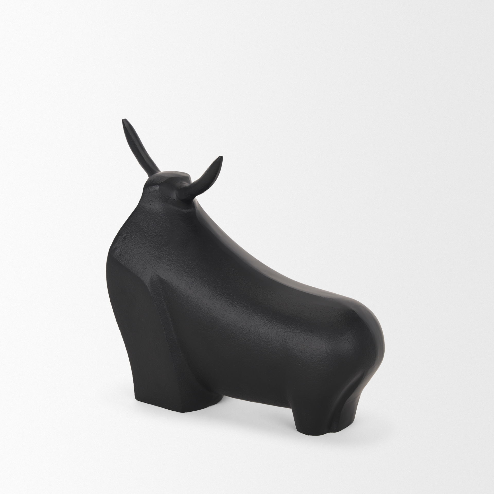 Radu Large Matte Black Metal Bull Decorative Object, by Mercana, 12.6" length x 4.75" width x 10.5" height View 5