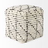 Aarohi  Cream/Black Cotton Patterned Pouf, Ottoman by Mercana, 16" length x 16" width x 16" height thumbnail 6