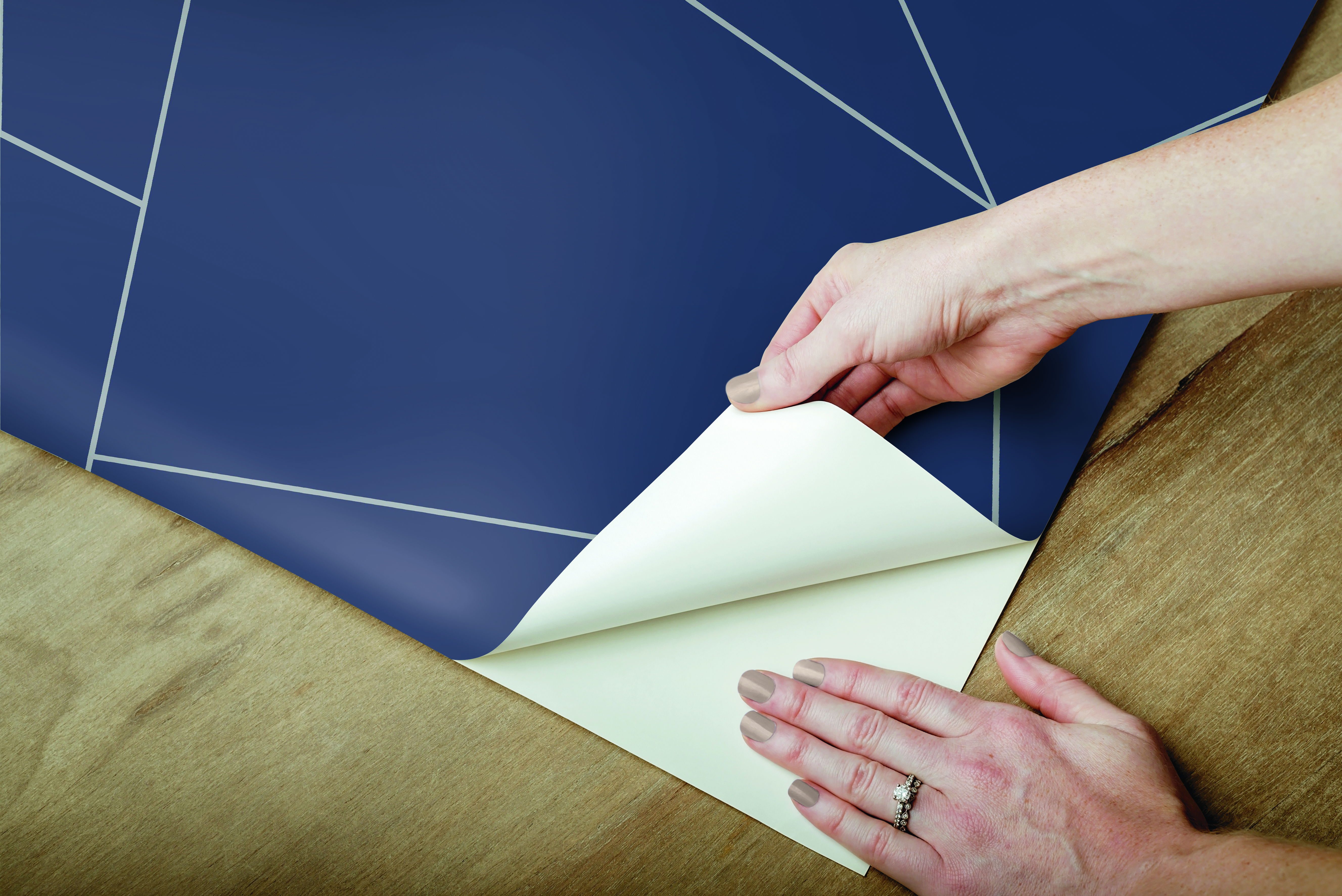 Fractured Prism Blue & White Peel & Stick Wallpaper large image 