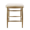 Karleen Plush White Small Brass Bench, Benche by Uttermost, 25.75" width x 21" height x 15" depth thumbnail 4