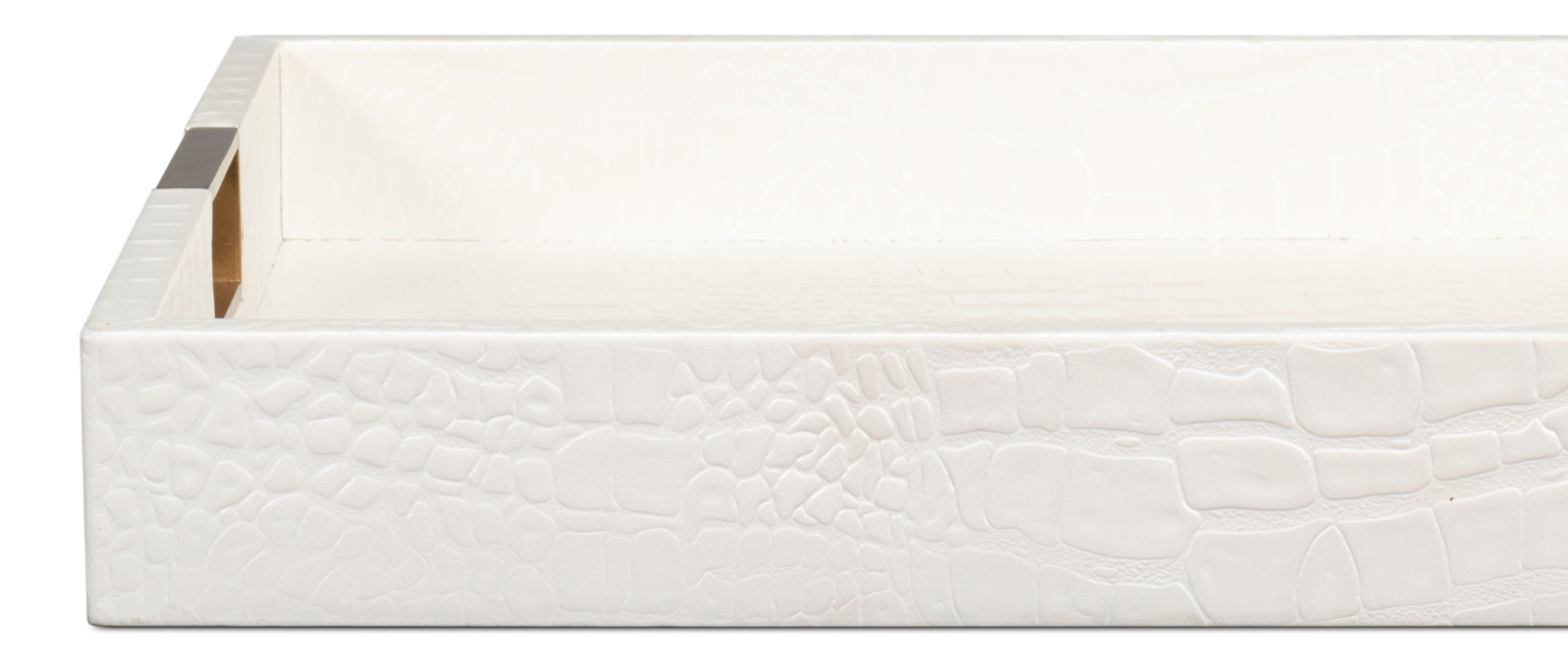 Norton Leather Tray,Croco Leather, Pearl, Decor by Sarreid, 24" length x 18" width x 2.5" height View 5