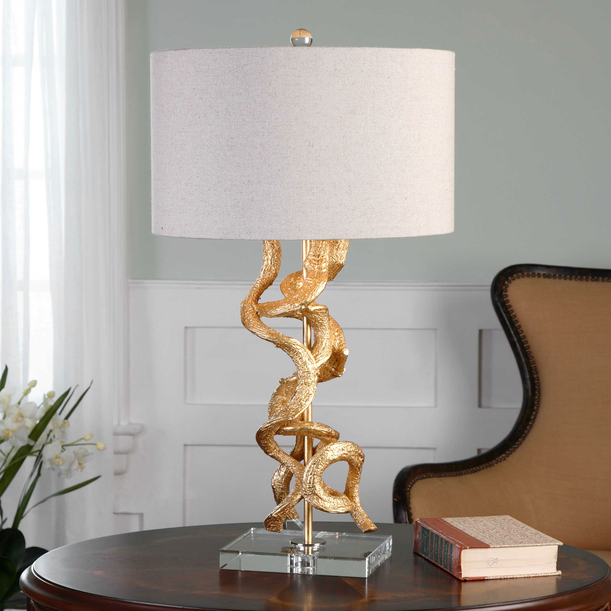 Twisted Vines Gold Table Lamp large image 