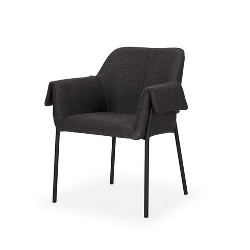 Brently Dining Chair with Gray Fabric & Matte Black Metal Legs
