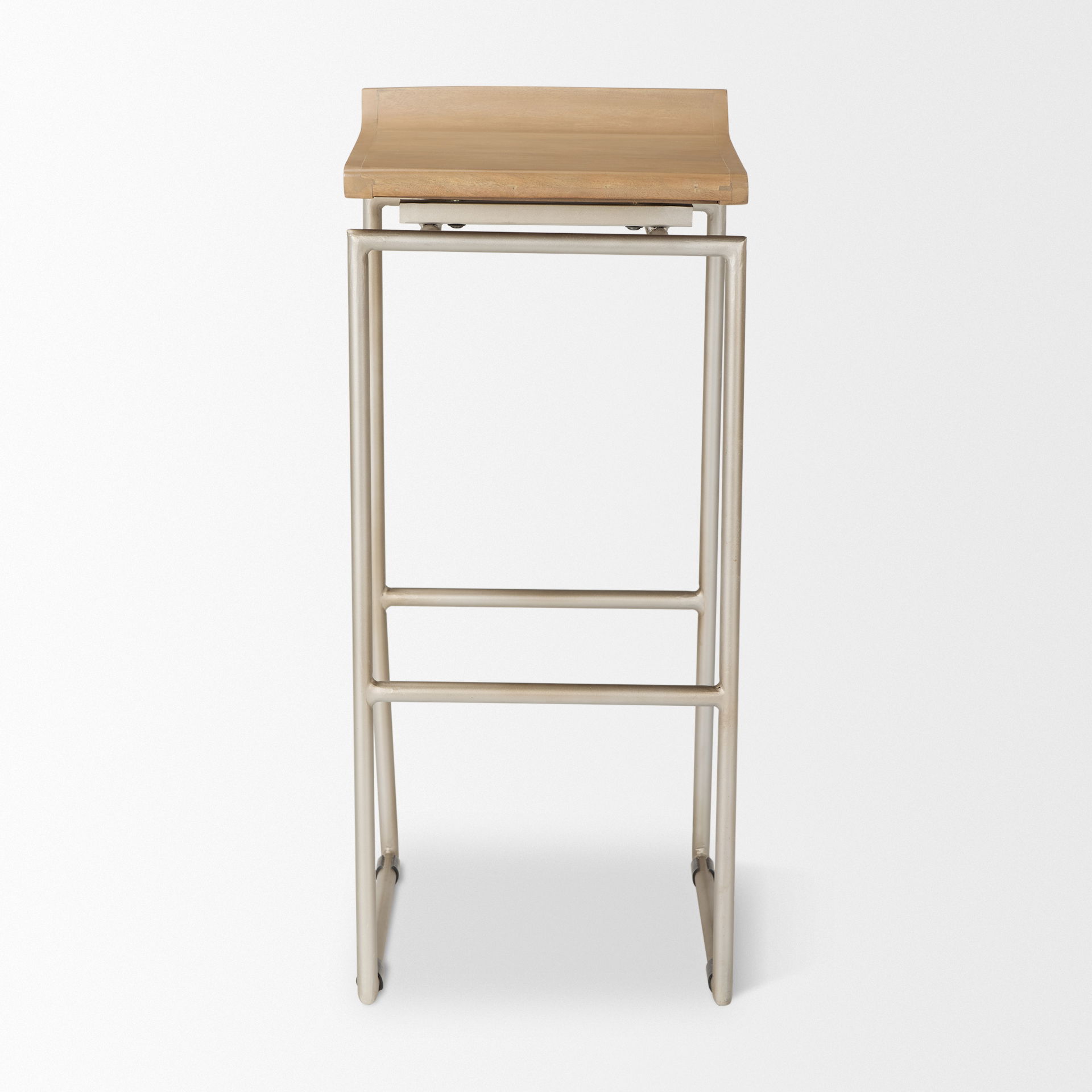 Givens 14.0L x 15.8W x 31.8H Brown Wood with Silver Metal Frame Barstool large image 