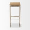 Givens 14.0L x 15.8W x 31.8H Brown Wood with Silver Metal Frame Barstool thumbnail 2