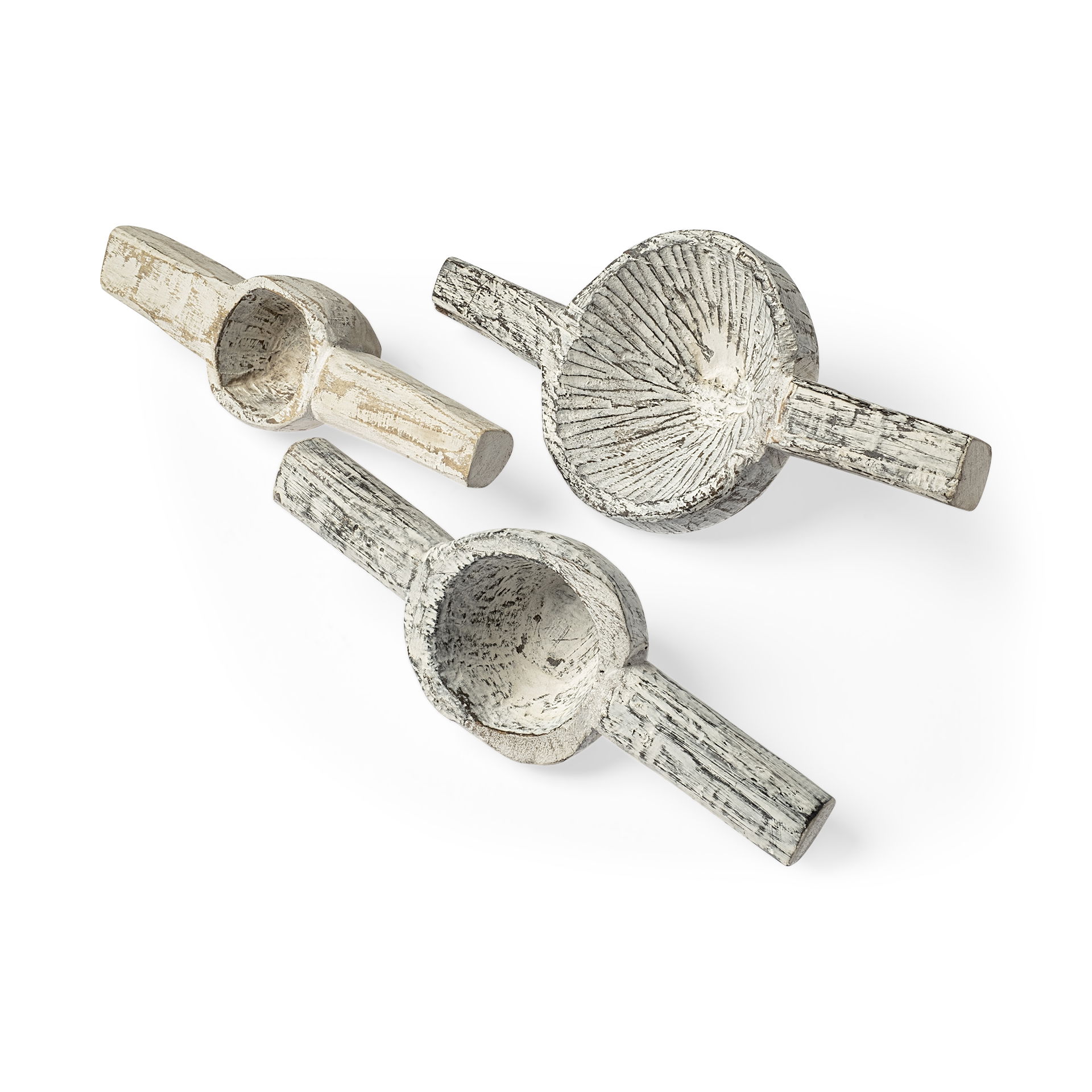 Oro (Set of 3) White Tribal Inspired Measuring Cups, Decorative Object by Mercana, 12" length x 5" width x 3" height View 1