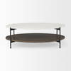 Larkin White Marble Top with Dark Brown Wood Shelf Oval Coffee Table, by Mercana, 48" length x 30" width x 16" height thumbnail 3