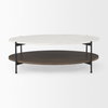 Larkin White Marble Top with Dark Brown Wood Shelf Oval Coffee Table, by Mercana, 48" length x 30" width x 16" height thumbnail 3