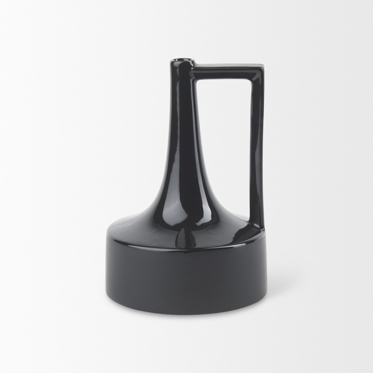 Burton 11.6H Medium Glossy and Matte Black Ceramic Jug Vase, by Mercana, 6.89" length x 6.89" width x 10.04" height View 4