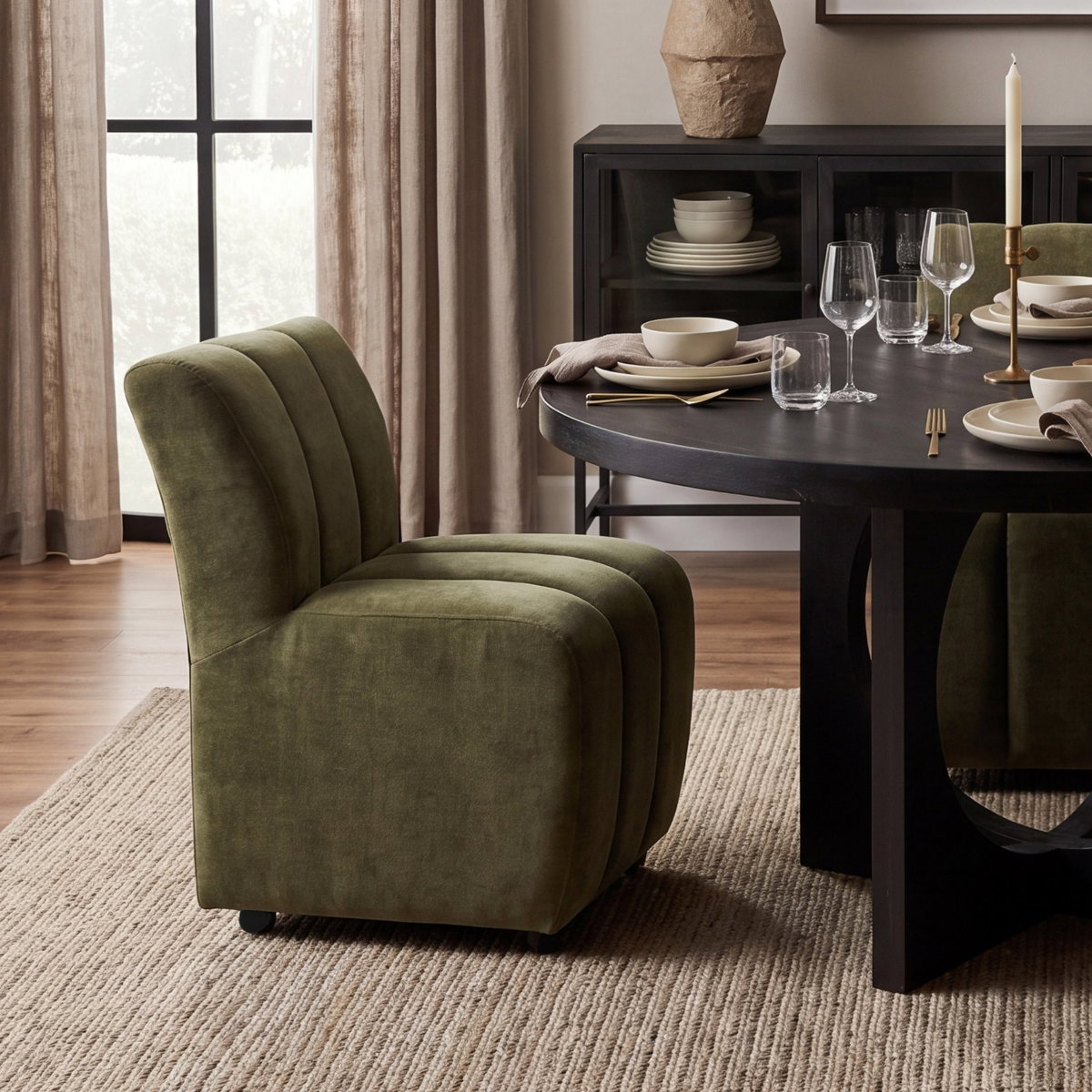 Liesl 54' Round Pedestal Dining Table | Modern | Black Wood | Seats 6, by Mercana, 54" length x 54" width x 30" height View 4