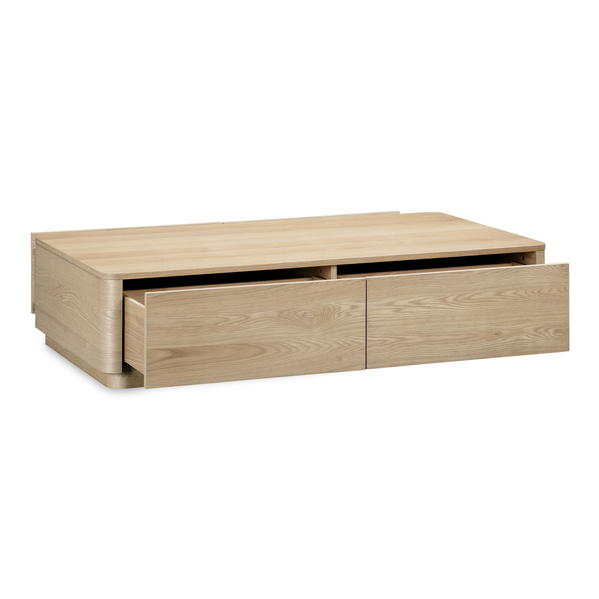 Round Off Coffee Table Natural Oak, by Moe's Home, 55" width x 13" height x 30" depth View 5