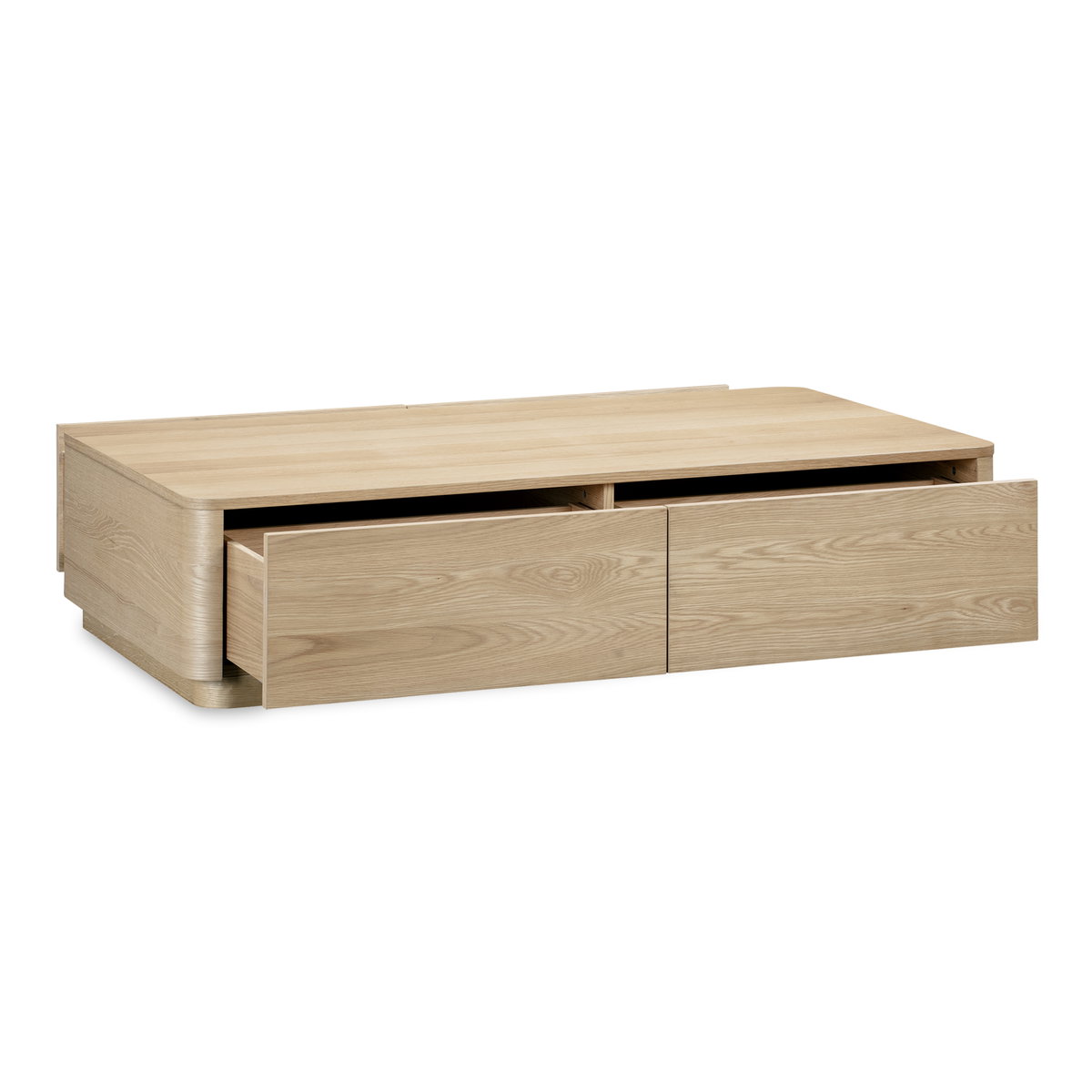 Round Off Coffee Table Natural Oak, by Moe's Home, 55" width x 13" height x 30" depth View 5
