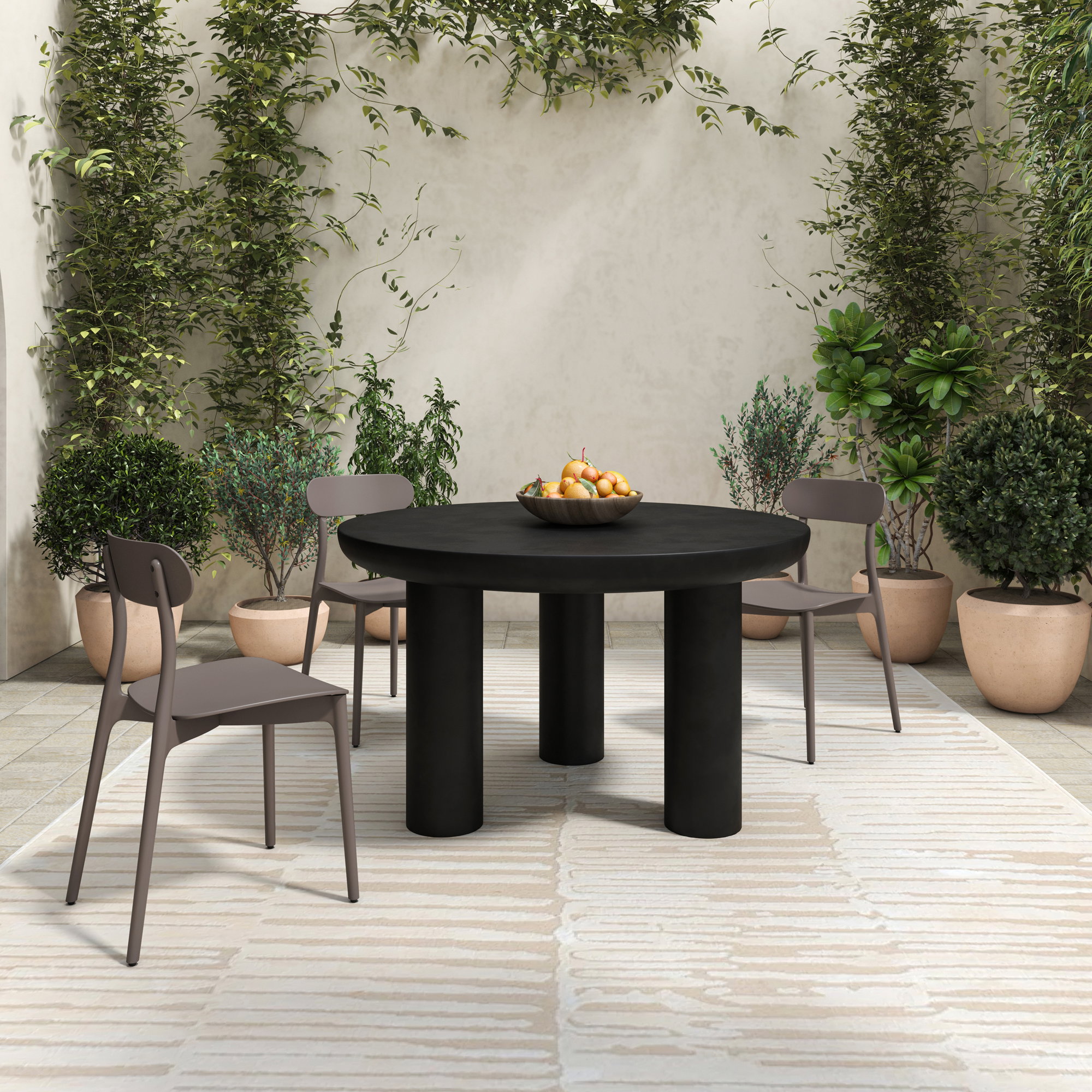 Kent Outdoor Dining Chair Taupe - Set Of Two, by Moe's Home, 16.75" width x 31" height x 20.5" depth View 7