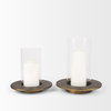 Vivian Gold Metal and Glass Hurricane Candle Holder (Set of 2), Candles & Candle Holder by Mercana, 9.06" length x 9.06" width x 13.98" height thumbnail 3