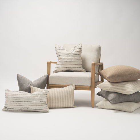 Jacklyn Cream Linen Square Decorative Pillow Cover