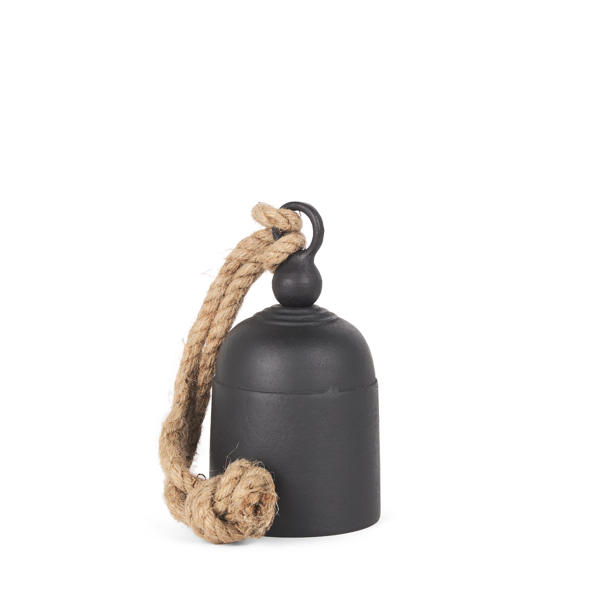 Quincy Small Matte Black Metal Decorative Bell Object large image 