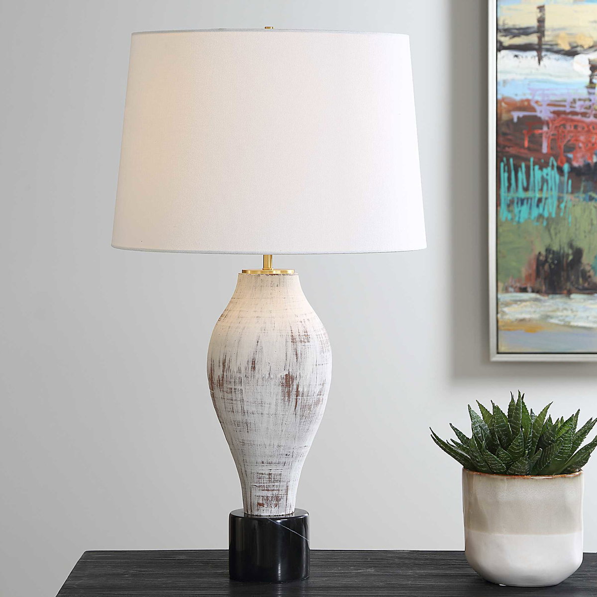 Magdaline Rustic Table Lamp, by Uttermost, 1'5" width x 2'5.5" height x 1'5" depth View 2